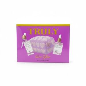 TRULY Coco Glow Serum Set with matching cosmetics bag